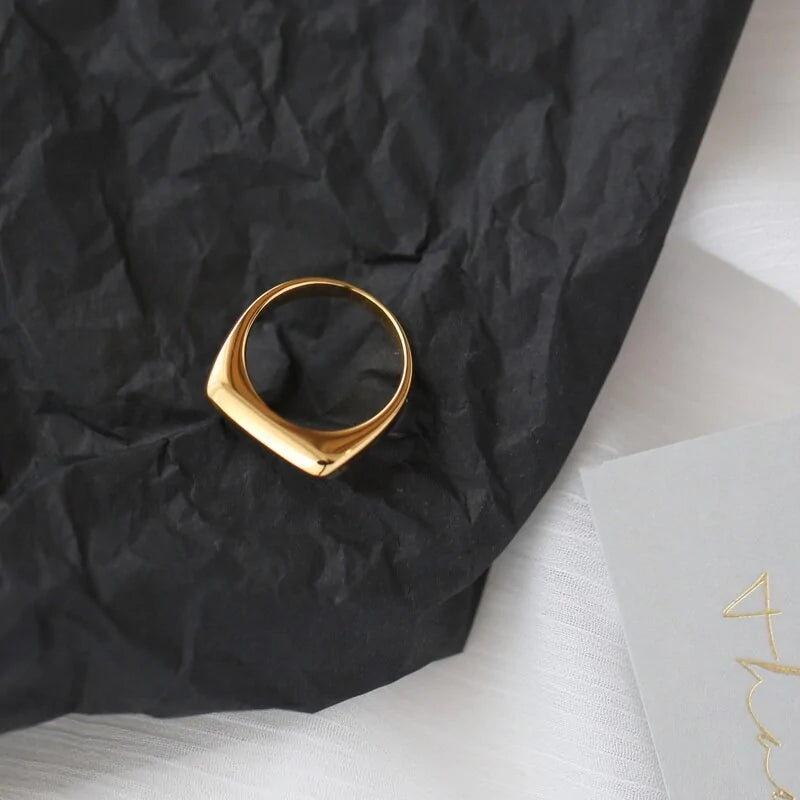 Square Plain Ring: 18K Gold Plated Titanium Stainless Steel Jewelry