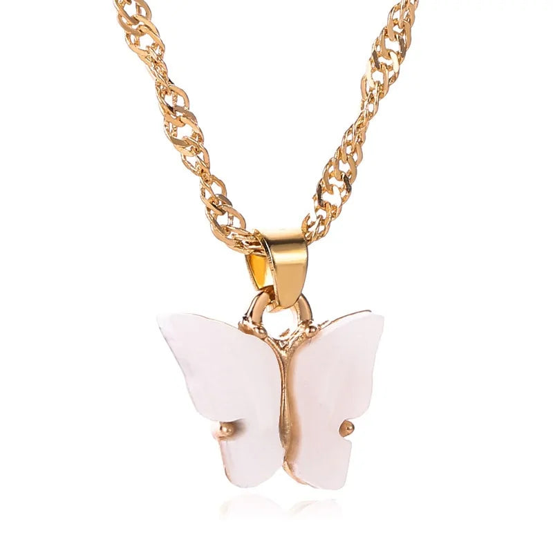 Gold Chain Butterfly Pendant Choker Necklace: Bohemian Beach Jewelry