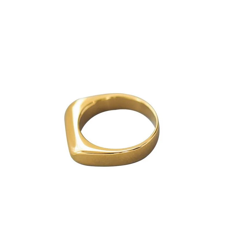 Square Plain Ring: 18K Gold Plated Titanium Stainless Steel Jewelry